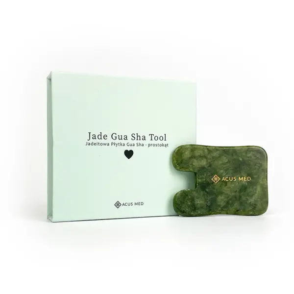 Płytka do masażu Gua Sha - prostokąt - zielony - z pudełkiem